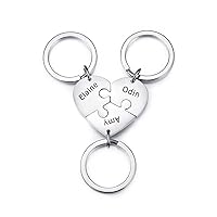 Personalized 2-5 Names Heart Jigsaw Puzzle Piece Stainless Steel Keychain Set Custom Name Keychain Gifts for Women