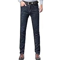 Spring and Summer Business Men's Jeans Casual Straight Trousers Classic Work Casual Stretch Zipper Jeans