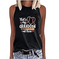 That's My Grandson Out There Tank Tops Women Baseball Grandma Gift T-Shirts Summer Sleevelsss Casual Loose Pullover