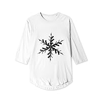 Hat and Beyond Mens Winter Holiday Spirit Graphic Print Design Classic Snowflake 3/4 Sleeve Raglan T-Shirt