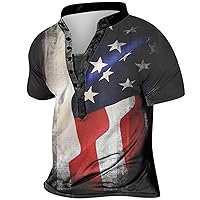 Independence Day Printed Shirt for Men,Men's American Flag Loose Fit T-Shirt 4th of July Patriotic Tees Top