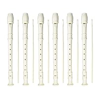 6 Pack 8 Hole Soprano Recorders Descant Flute With Cleaning Rod German Style for Beginner Graduation or Back to School Gift (white)