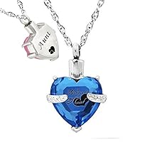 misyou Glass Cremation Jewelry Always in My Heart Birthstone Pendant Urn Necklace Ashes Holder Keepsake (Aunt)