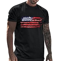 Mens Tee Shirt Crew Neck Short Sleeve America Patriotic Muscle Fitness Workout Casual Blouse Star Stripes 4 Day T-Shirt