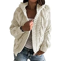 Womens Open Front Long Sleeve Casual Oversized Chunky Knit Cardigan Sweaters Fashion Solid Color Loose Outwear Coat