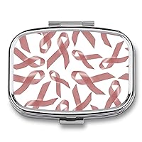 Pink Ribbons Uterine Cancer Awareness Pill Box 2 Compartment Medicine Pill Case Portable Pill Organizer Unique Gift