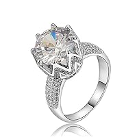 TenFit Jewelry Womens Luxury 18K White Gold Love Solitaire Eternity Ring Wedding Anniversary Jewelry