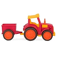 Battat- Wonder Wheels- Red Toy Tractor And Trailer – Farm Toys For Kids, Toddlers – Pretend Play - Recyclable Materials – 1 year +