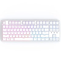 X77 Hot-Swappable Mechanical Keyboard/RGB Gaming Keyboard/USB C/Anti Ghosting/N-Key Rollover/Compact Layout 87 Key/Magnetic Upper Cover/for Mac Windows (White and Red Switch)