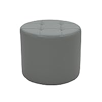 Factory Direct Partners Tufted Round Accent Ottoman; Beautifully Upholstered Furniture for Modern Home, Office, Library or Waiting Area; Seating, Footstool, Side Table Use - Gray, 14045-GY
