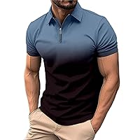 Gradient Mens Polo Golf Shirts Casual 2024 Short Sleeve Shirt Collared Summer Athletic Classic Dry Fit Stylish Tennis Tees