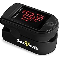 Zacurate Pro Series 500DL Fingertip Pulse Oximeter Blood Oxygen Saturation Monitor with Silicone Cover, Batteries and Lanyard, Black, Pack of 100