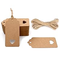 100PCS Blank Gift Tags with String, Kraft Paper Hangtags, Hollow Heart Gift Tags, Wedding Favors Tags for Valentine's, Thanksgiving, Christmas
