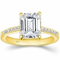 SHELOVES 3 Carat Emerald Cut Engagement Rings AAAAA White Cz 925 Sterling Silver Wedding Band 4-13