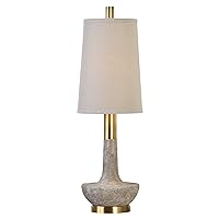 MY SWANKY HOME Elegant Curved Stone and Brass Contemporary Table Lamp | Buffet Slim Tall