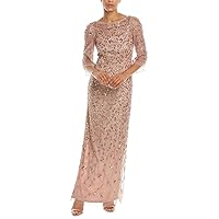 Adrianna Papell Women's Beaded Illusion Column Gown