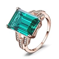 JewelryPalace Emerald Shape Nano Russian Simulated Emerald Cocktail Ring 925 Sterling Silver