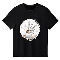 Clear Strap and Big Kids Rock Astronaut Cartoon Print Boys and Girls Tops Short Sleeved T Shirts Girls Size 5t Tops