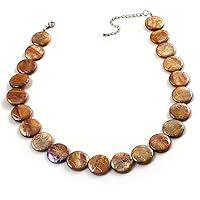 Avalaya Lustrous Honey-Yellow Colourful Shell Disk Necklace On Cotton Tread