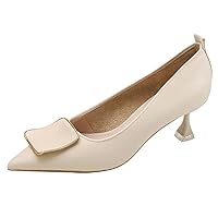 Pointed-Toe Pump Shoe for Women's Pull-On Kitten-Heel Office Dress Girl Classic Mary Jane Pumps-Shoes