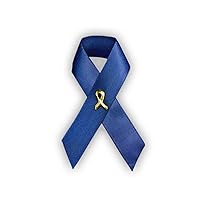 Fundraising For A Cause | Satin Child Abuse Ribbon Pins – Dark Blue Ribbon Awareness Pins for Child Abuse Awareness