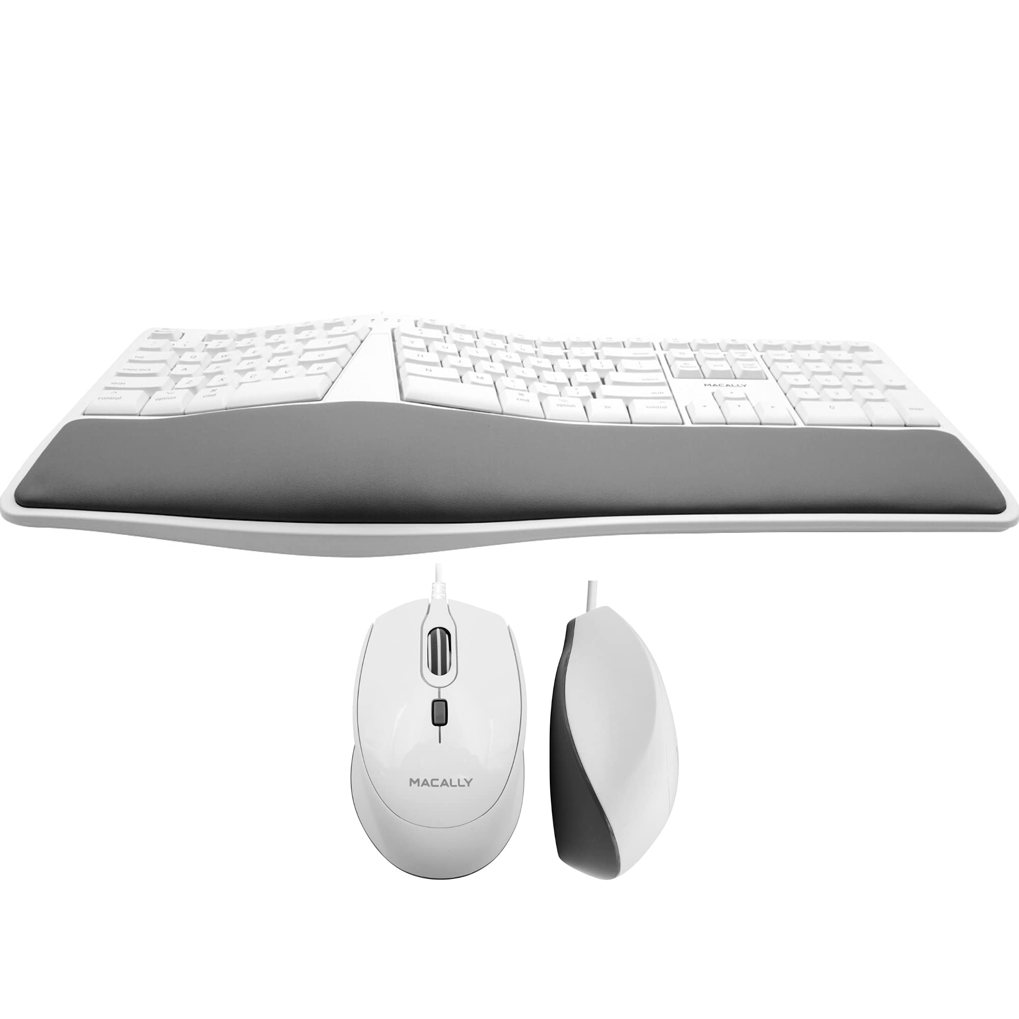 Macally Wired Mac Keyboard with Wrist Rest and a USB Wired Mouse, Ergonomic Comfort