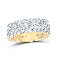 The Diamond Deal 14kt Yellow Gold Mens Round Diamond 4-Row Pave Band Ring 4-1/4 Cttw