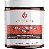 ACTIVATEDYOU Daily Digestive Tonic Kombucha - Support Healthy Digestion & Youthful, Long-Lasting Energy- Prebiotic Fiber, Probiotics, Postbiotics, Vitamin C, Berry Lemonade Flavor (30 Servings)