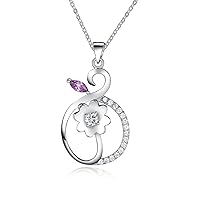Simulated Diamond Flower Pave Pendant Necklace (PSYS6037CPR_CZ)