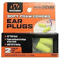 Walker's Soft Foam Corded Ear Plugs,Yellow