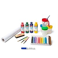 Melissa & Doug Easel Accessory Set - Paint, Cups, Brushes, Chalk, Paper, Dry-Erase Marker - FSC Certified