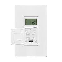 ENERLITES Programmable Digital Timer Switch for Lights, Fans, Motors, 7-Day 18 ON/OFF Timer Settings, 1-Pole, No Neutral Wire Required, UL Listed, cUL Listed, Wall Plate Included, HET01-C-J-WWP, White