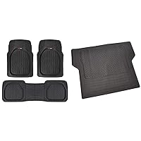 MT-923-BK Black FlexTough Contour Liners-Deep Dish Heavy Duty Rubber Floor Mats for Car SUV Truck + BDK MT-785-BK Black Heavy Duty Cargo Floor Mat-All Weather Trunk Protection