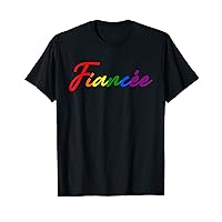 Fiancee LGBT Rainbow Flag Gay Lesbian Engagement Wedding T-Shirt
