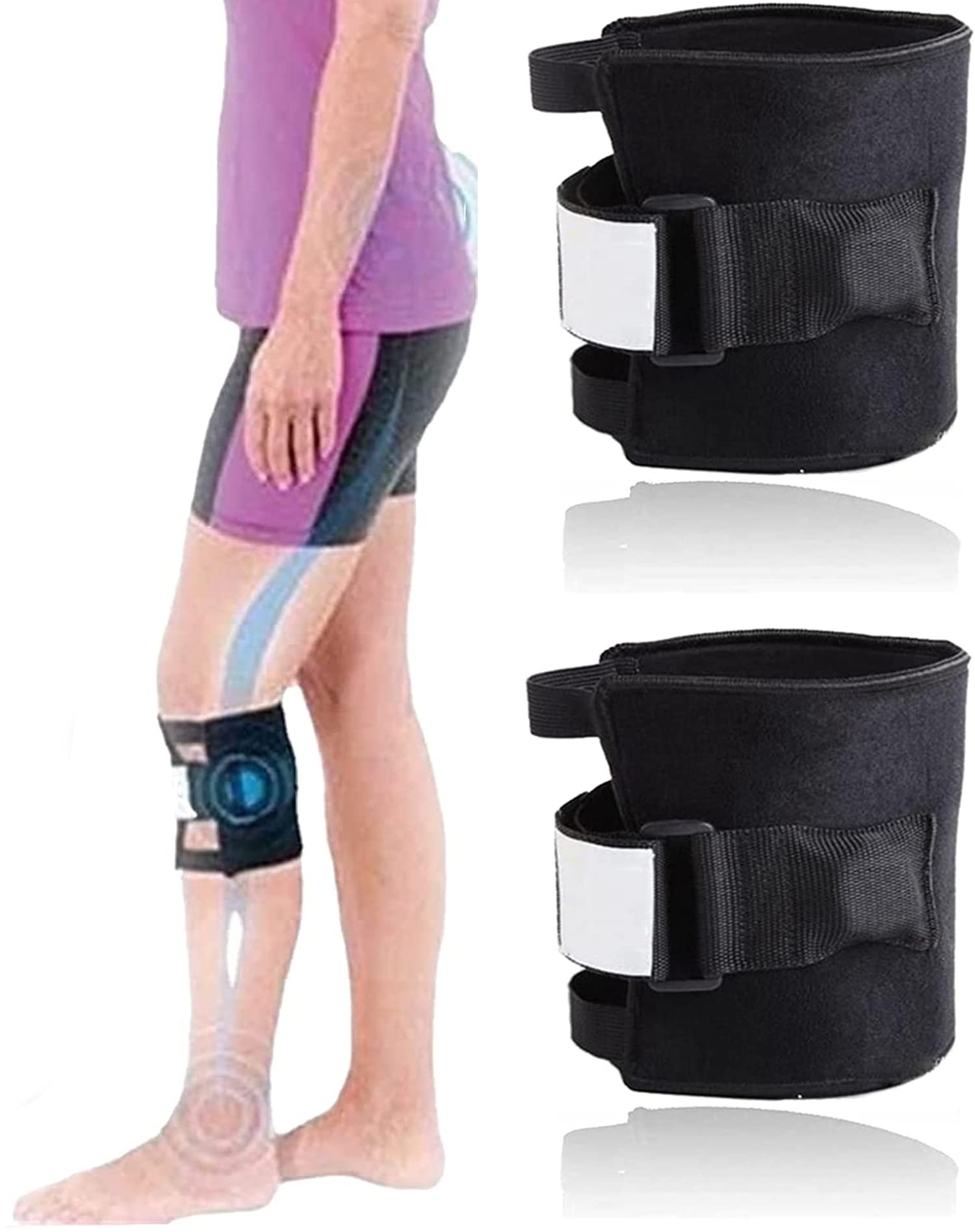 2pcs Sciatica Pain Relief Devices,Pressure Point Brace Relieve Acupressure Leg Sciatica, Magnetic Therapy Self Heating Knee Support Wraps Pain Relief, Sciatic Nerve Brace For Knee Pain, Fit For Men & Women