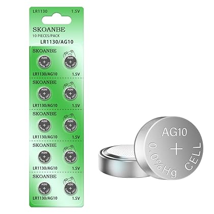 SKOANBE 10PCS LR1130 AG10 SG10 389 189 1.5V Button Coin Cell Battery