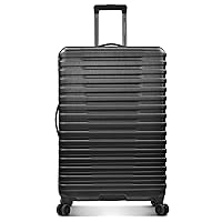 U.S. Traveler Boren Polycarbonate Hardside Rugged Travel Suitcase Luggage with 8 Spinner Wheels, Aluminum Handle, Black, Checked-Large 30-Inch