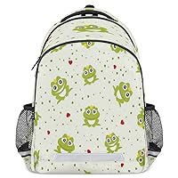 Cute Frog Student Backpack with Laptop Compartment School Backpack for Women men College Students Teens Girls Boys