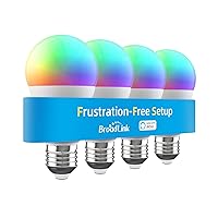 Broadlink Smart Bulbs Frustration Free Setup (FFS) Only Works with Alexa BLE Mesh 9W 806LM Colour Changing A60 E27 LED (Pack of 4) [Energy Class F]