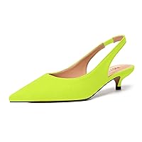 Womens Elastic Pointed Toe Suede Slingback Wedding Dress Stylish Kitten Low Heel Pumps Shoes 1.5 Inch