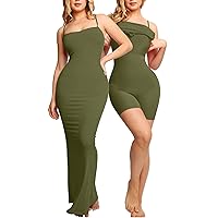 Popilush The Shapewear Dress Built-in Bra Adjustable Straps Summer Bodycon Sleeveless Slip Maxi/Mini Dresses for Women