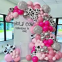 Cowgirl Pink Balloons Arch Garland Kit, Hot Pink Silver Cow Print Farm Animal Balloons for Bachelorette Party, 80s 90s Disco Party Birthday Baby Shower Bridal Shower Wedding Supplies (Hot pink silver)