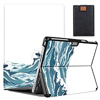 SanMuFly Case for 13 inch Microsoft Surface Pro 9 5G 2022 Release - Protective Shockproof Stand Folio Cover with Microfiber Hard Back Shell Compatible with Type Cover Keyboard, Japanese Wave