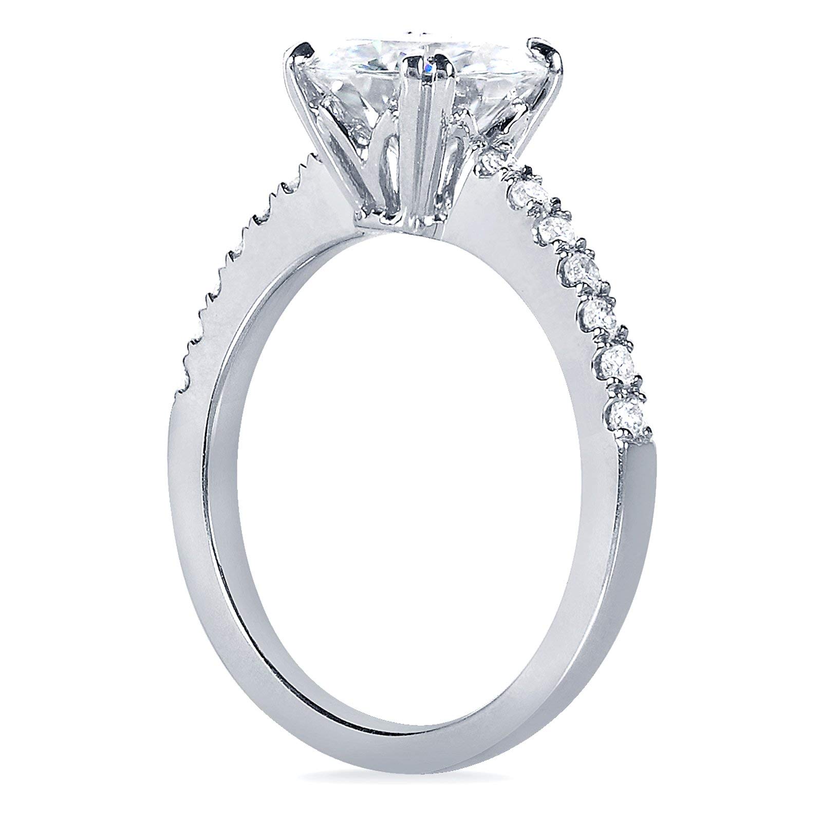 Kobelli Moissanite and Lab Grown Diamond Engagement Ring 1 3/4 CTW 14k White Gold (GH/VS, DEF/VS)