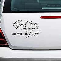 God Is within Her She Will Not Fall Decal Vinyl Sticker for Car Trucks Van Walls Laptop Window Boat Lettering Automotive Windshield Graphic Name Letter Auto Vehicle Door Banner Vinyl Inspired Decal 3i