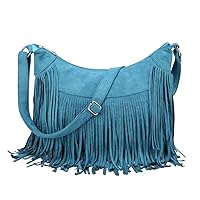 Vintage Tassel Crossbody Bag Premium Vegan Suede Saddle Purse Fringe Shoulder Bag for Women Girls