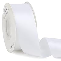 Ribbli White Double Faced Satin Ribbon,1-1/2” x Continuous 25 Yards,Use for Bows Bouquet,Gift Wrapping,Wedding,Floral Arrangement