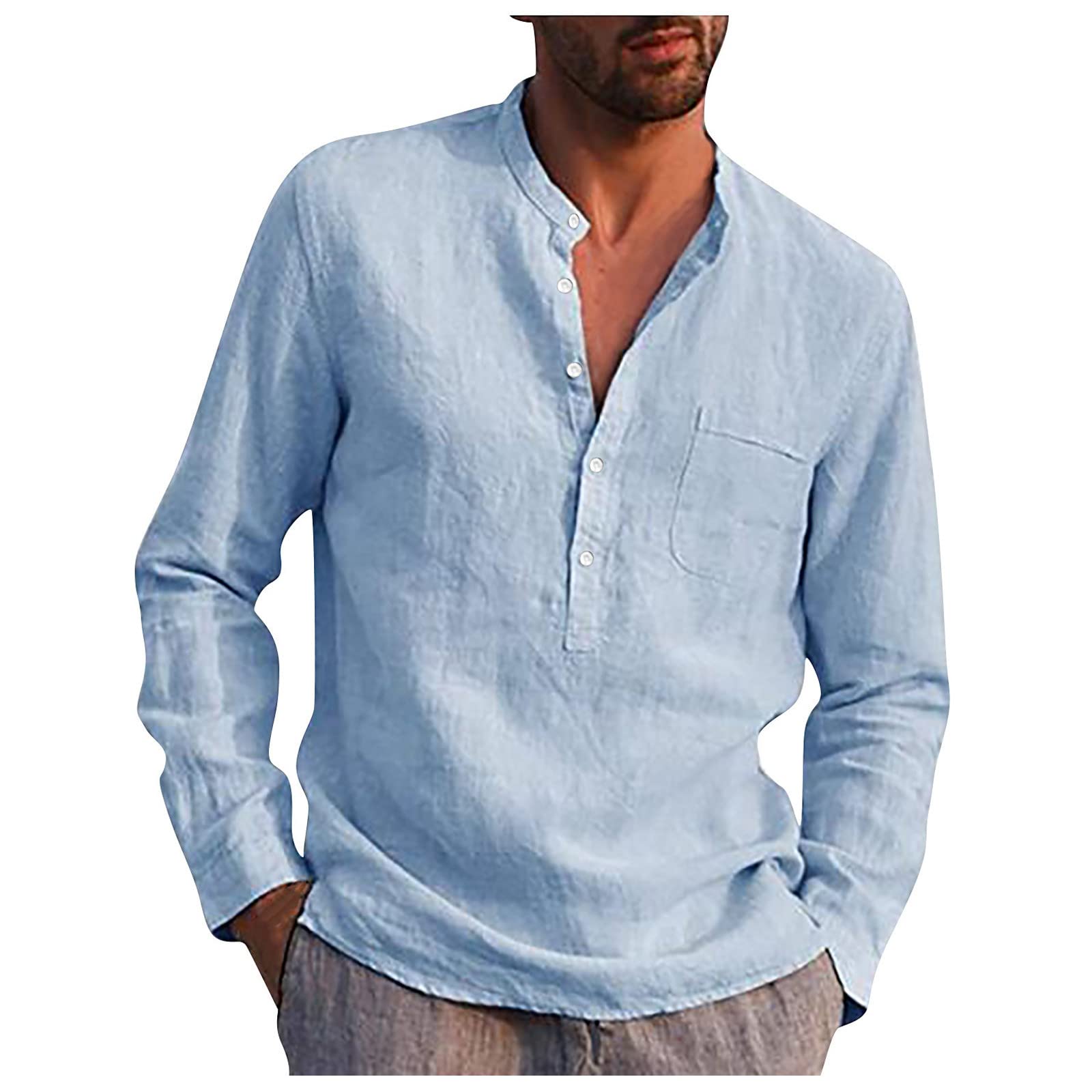 Solid Pocket Linen Shirt