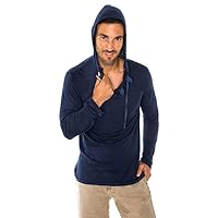Claudio Milano Men's 100% Jersey Linen Hoodie Tshirt