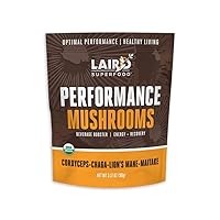 Laird Superfood Organic Performance Mushroom Blend with Chaga, Cordyceps, Lion's Mane and Maitake for Energy and Cognition, 3.17 oz. Bag, Pack of 1